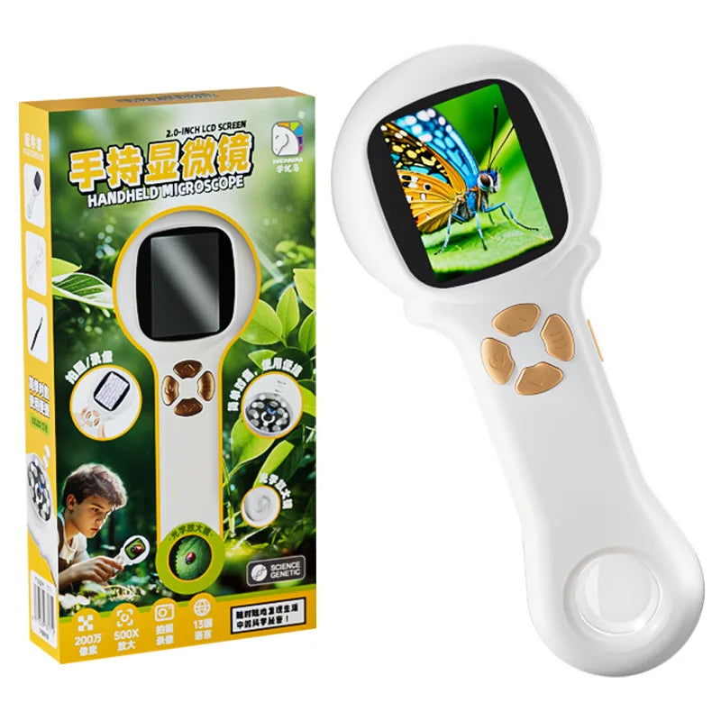 Handheld Kids Microscope – HD Electronic Magnifying Glass 500X Kids Science Microscope Axl WHITE