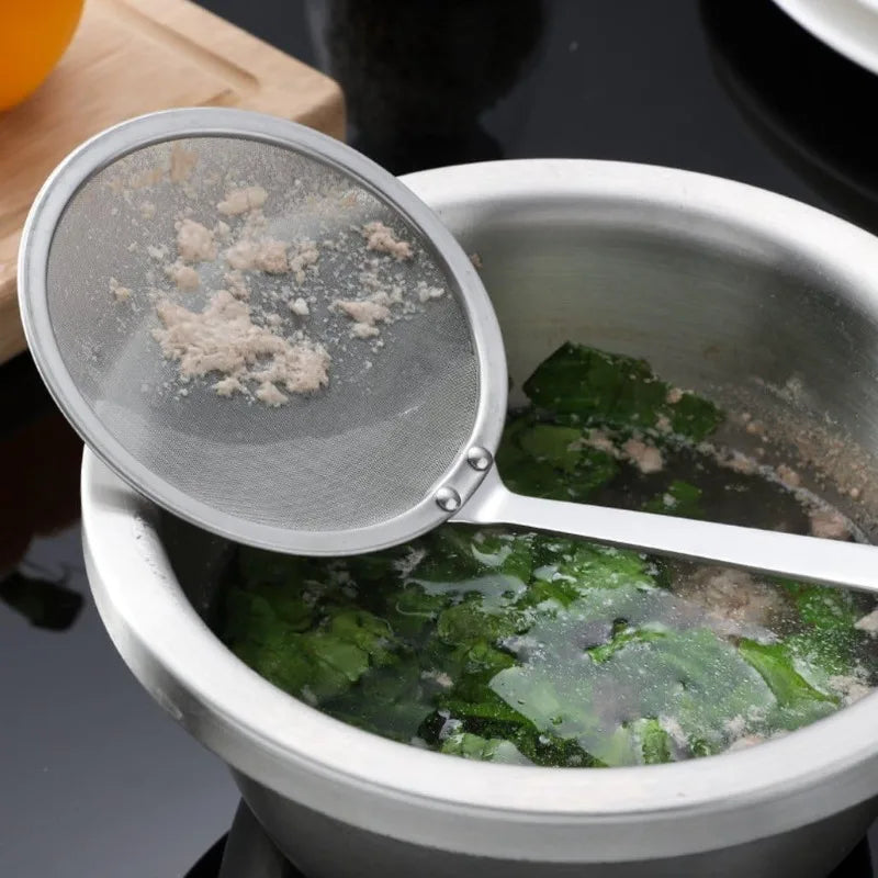 304 Stainless Steel Fine Mesh Skimmer Spoon – Oil & Foam Strainer Mesh Skimmer Spoon Axl