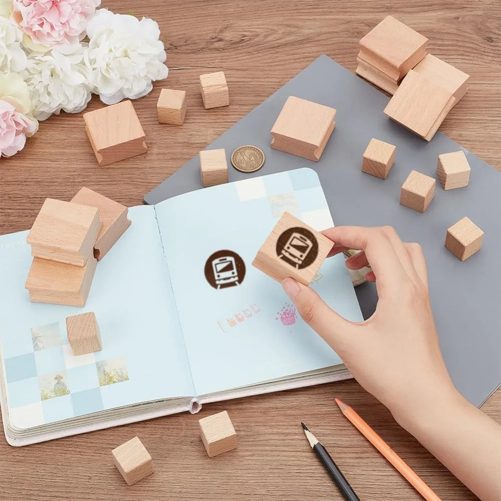 20-Pc Blank Rubber Stamp Set – Beechwood Mounts & Engraving Sheet Stamp Making Kit Axl