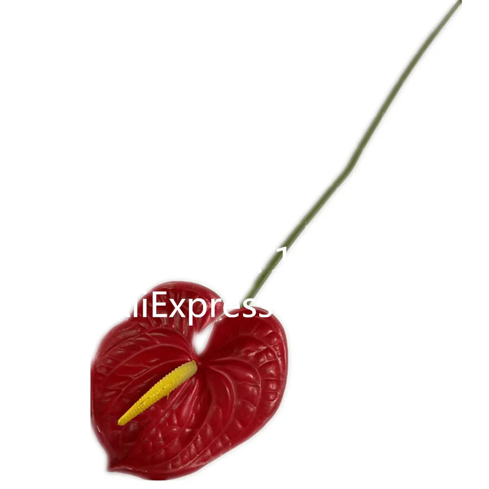 Burgundy Artificial Anthurium Stem 60cm | Faux Floral Branch Artificial Flower Stem Axl Red