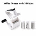 Handheld Rotary Cheese Grater – 3 Drum Vegetable Slicer Rotary Cheese Grater Axl Grater with 3 Blades
