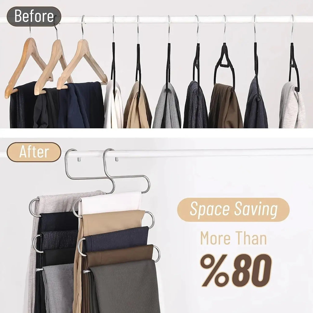 5-Layer Stainless Steel Trouser Rack – Wardrobe Space Saver Trouser Hanger Rack Axl