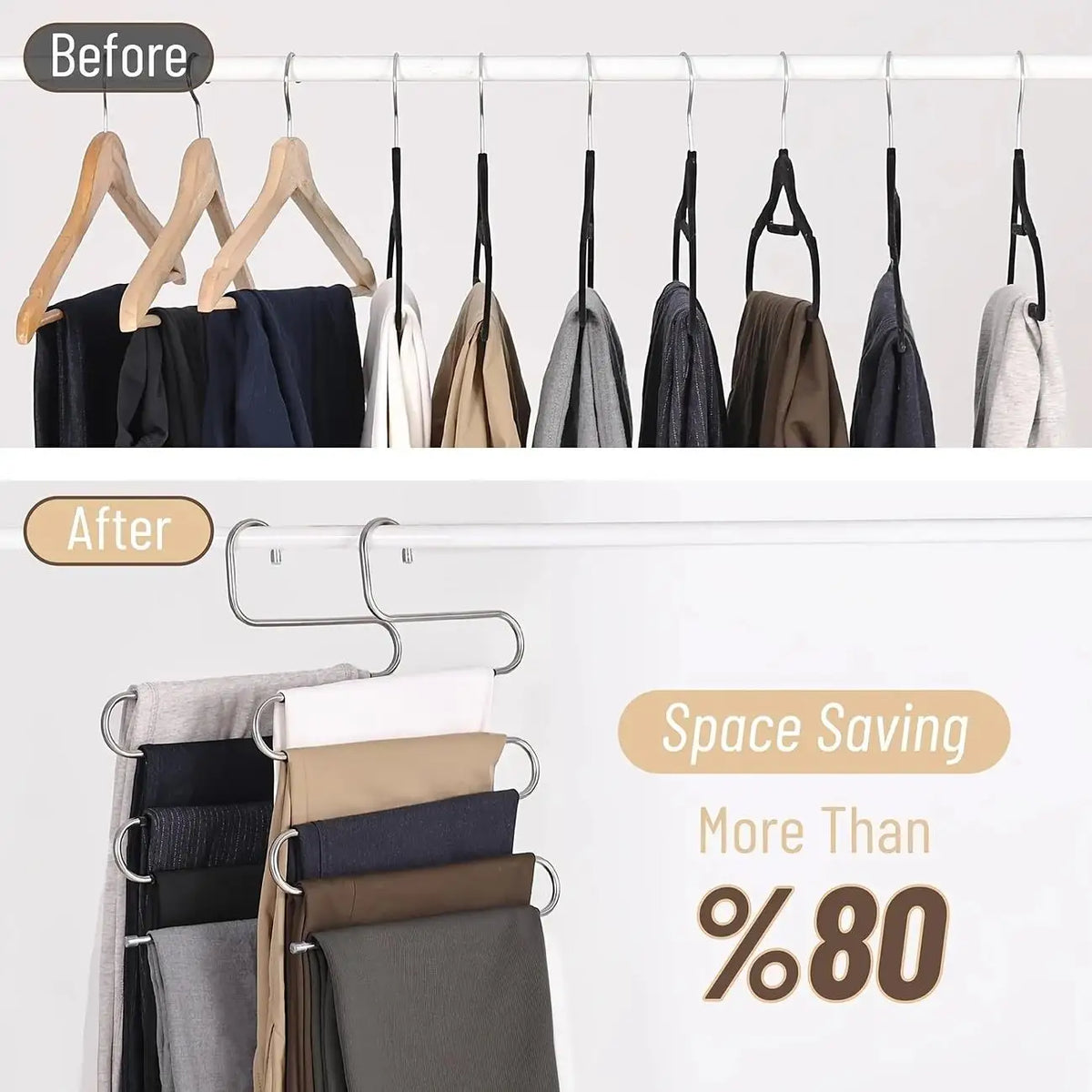 5-Layer Stainless Steel Trouser Rack – Wardrobe Space Saver Trouser Hanger Rack Axl