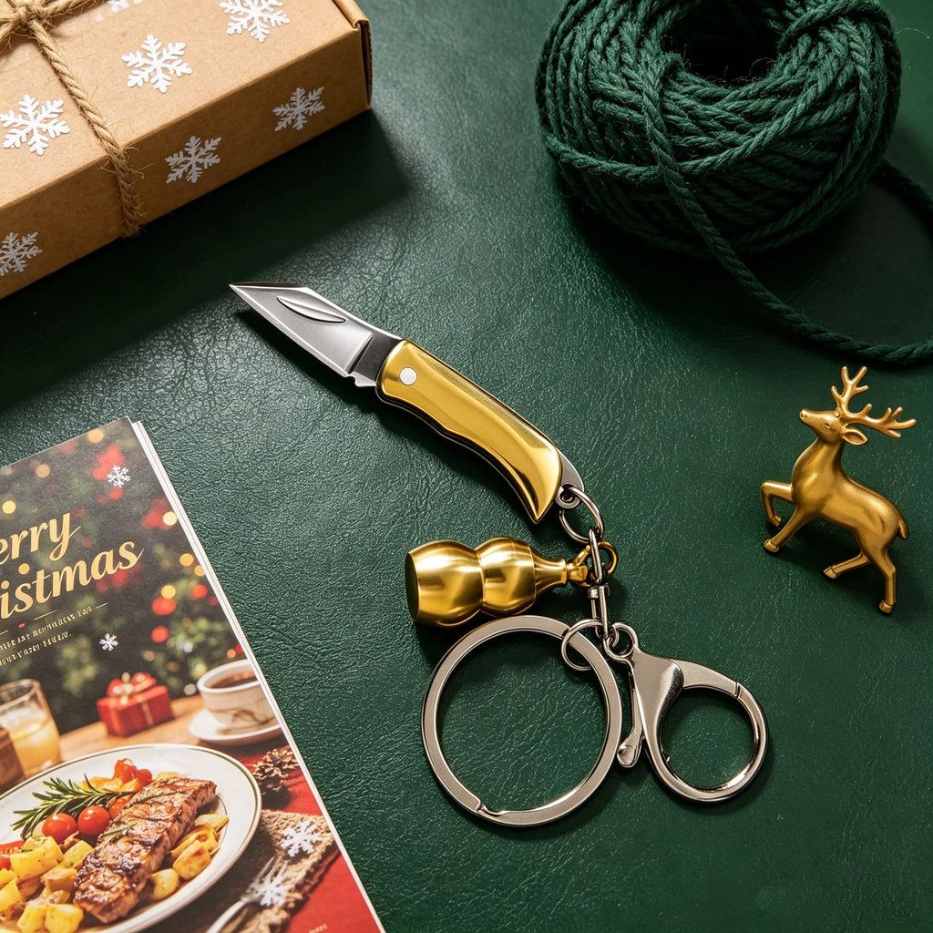 Mini Folding Pocket Knife – Keychain Box Cutter & Camping Tool Folding Pocket Knife Axl Folding Knife-Golden