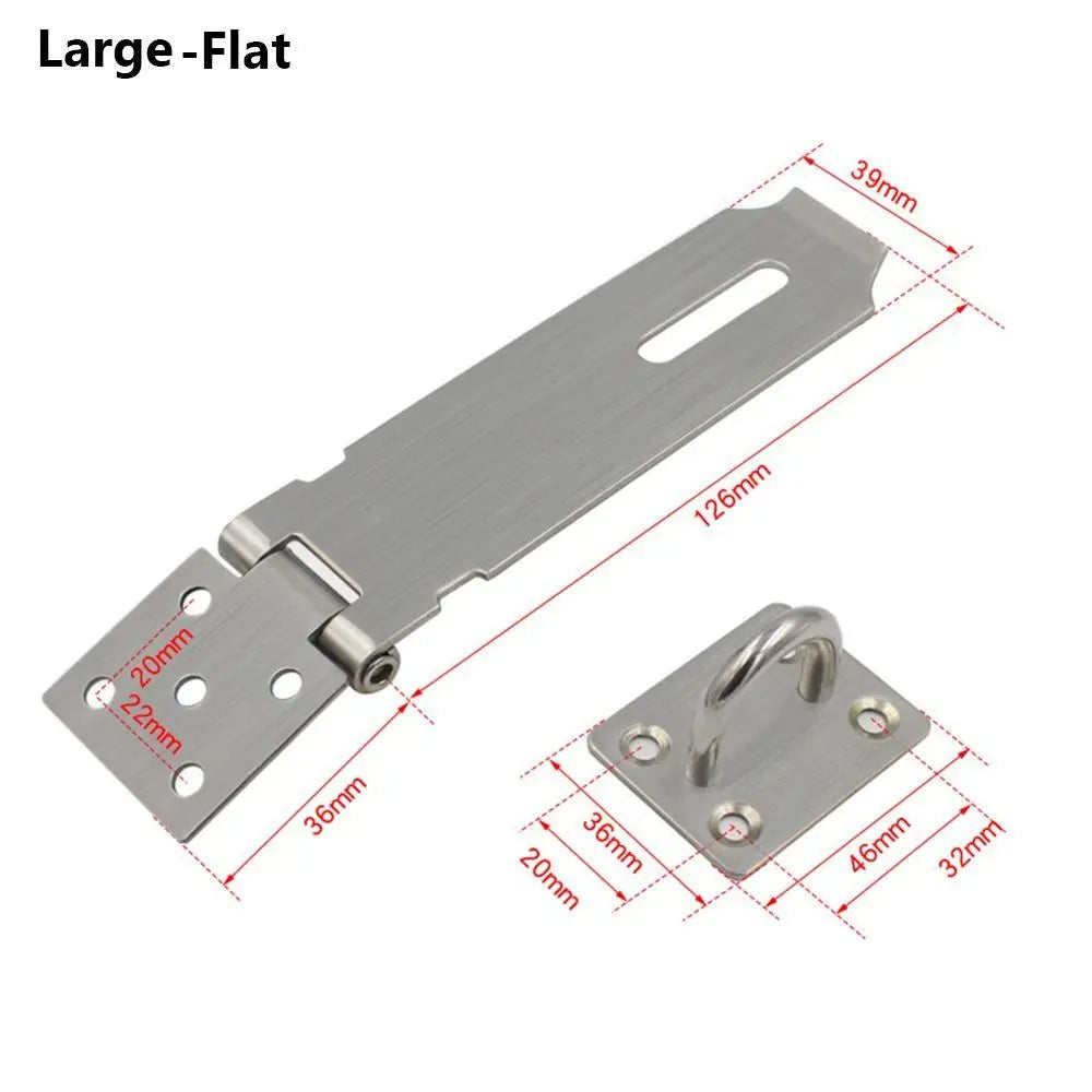 Stainless Steel Padlock Hasp – 90° Right Angle Shed Door Latch Door Security Hasp Axl L-Flat Silver
