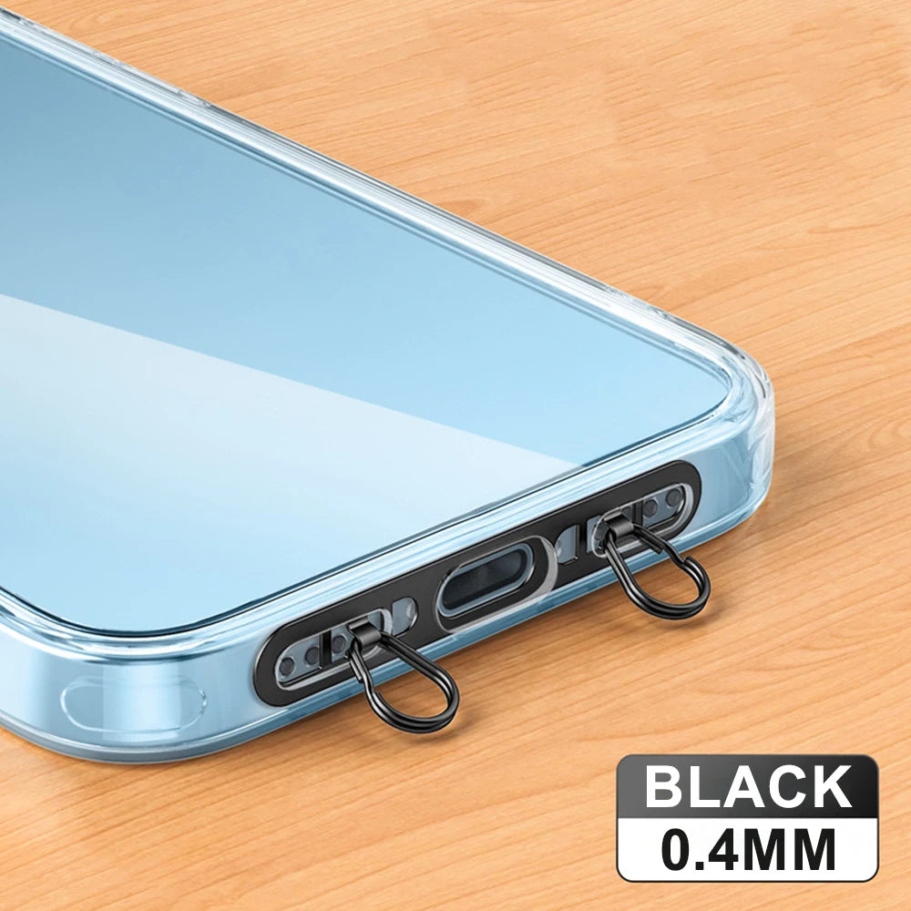 Stainless Steel Phone Lanyard Patch Clip | Metal Gasket Connector Phone Lanyard Connector Axl Black clip