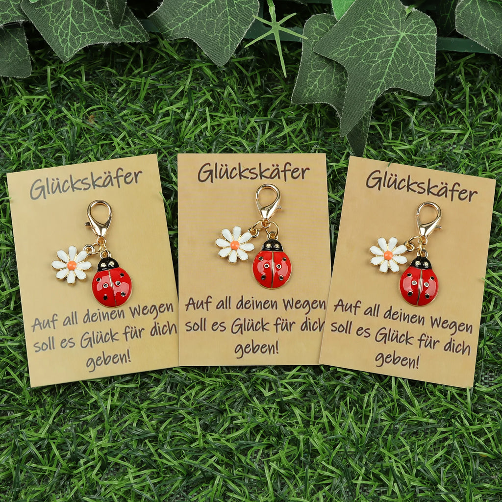 Lucky Ladybug Earrings, Keychain & German Blessing Card Gift Set Jewelry Gift Set Axl