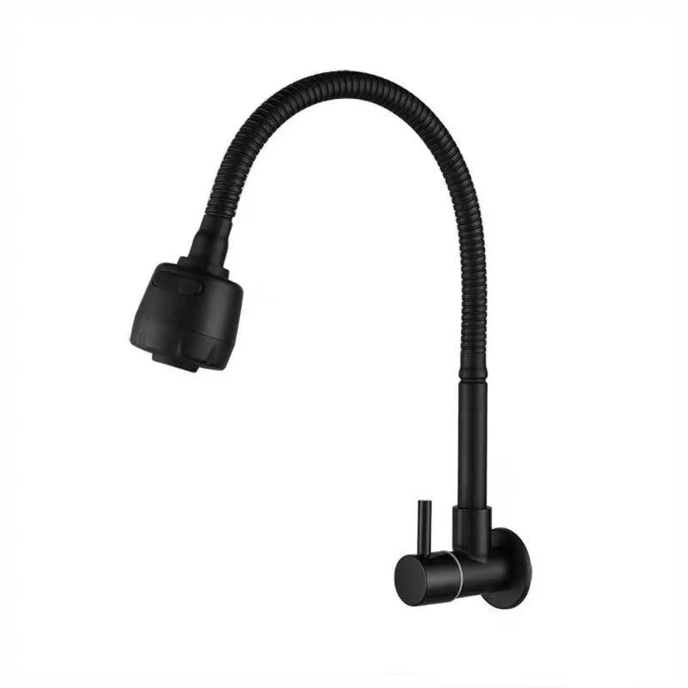 Black Rotating Wall-Mounted Single Cold Water Tap | Kitchen & Bath Kitchen Faucet Axl