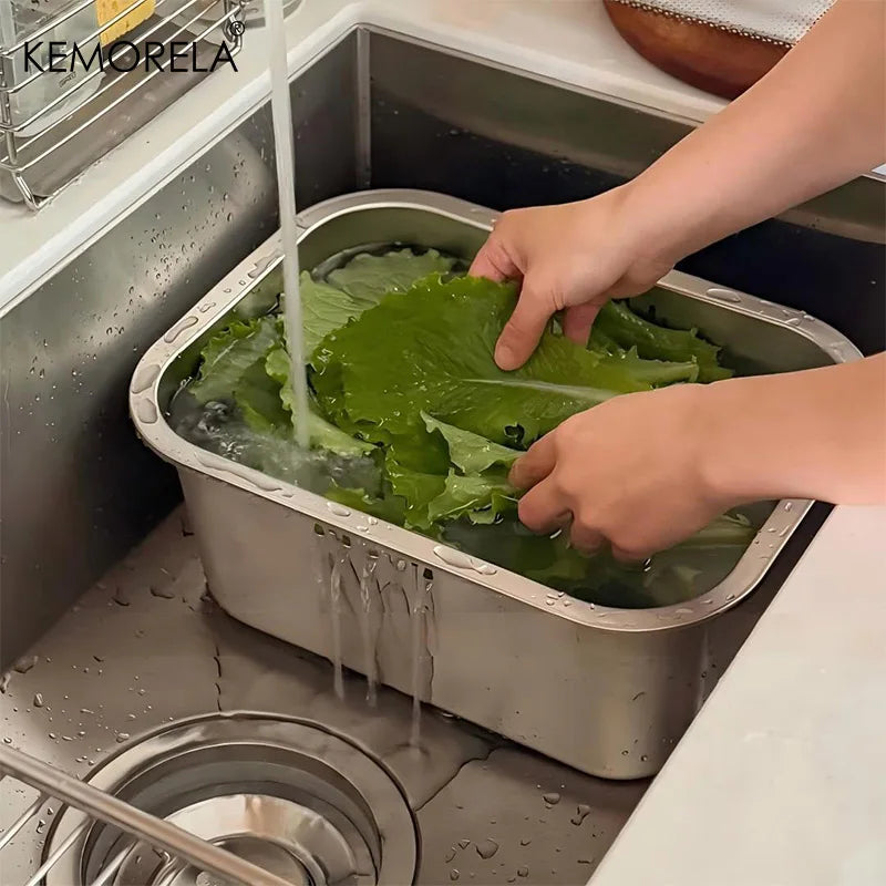 10L Stainless Steel Dishpan with Filter Screen | Kitchen Wash Basin Kitchen Wash Basin Axl