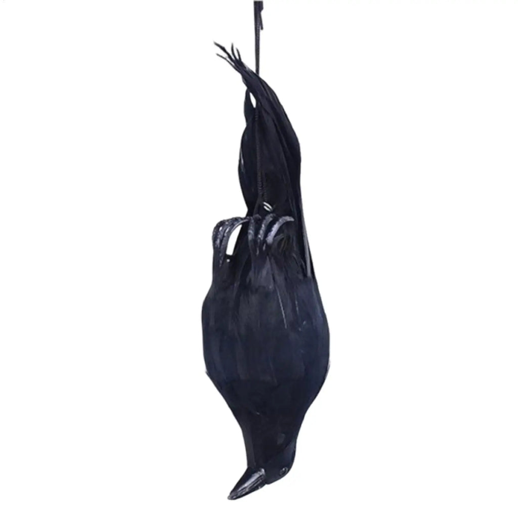Realistic Hanging Crow Decoy – Bird Repeller & Halloween Prop Bird Decoy Decor Axl