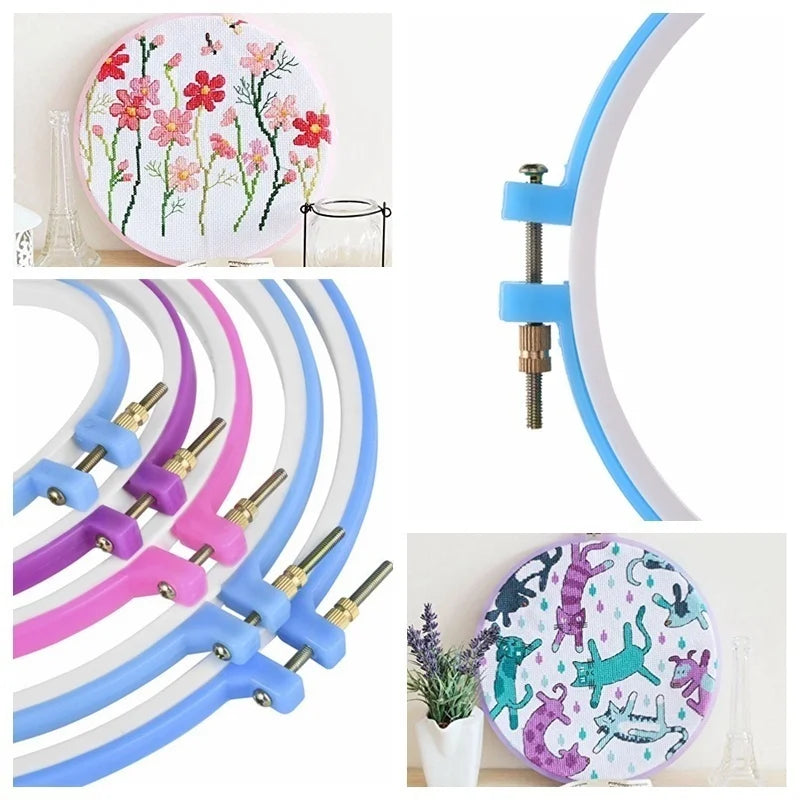 5-Piece Plastic Embroidery Hoop Set | Cross Stitch Ring Frames Embroidery Hoop Set Axl