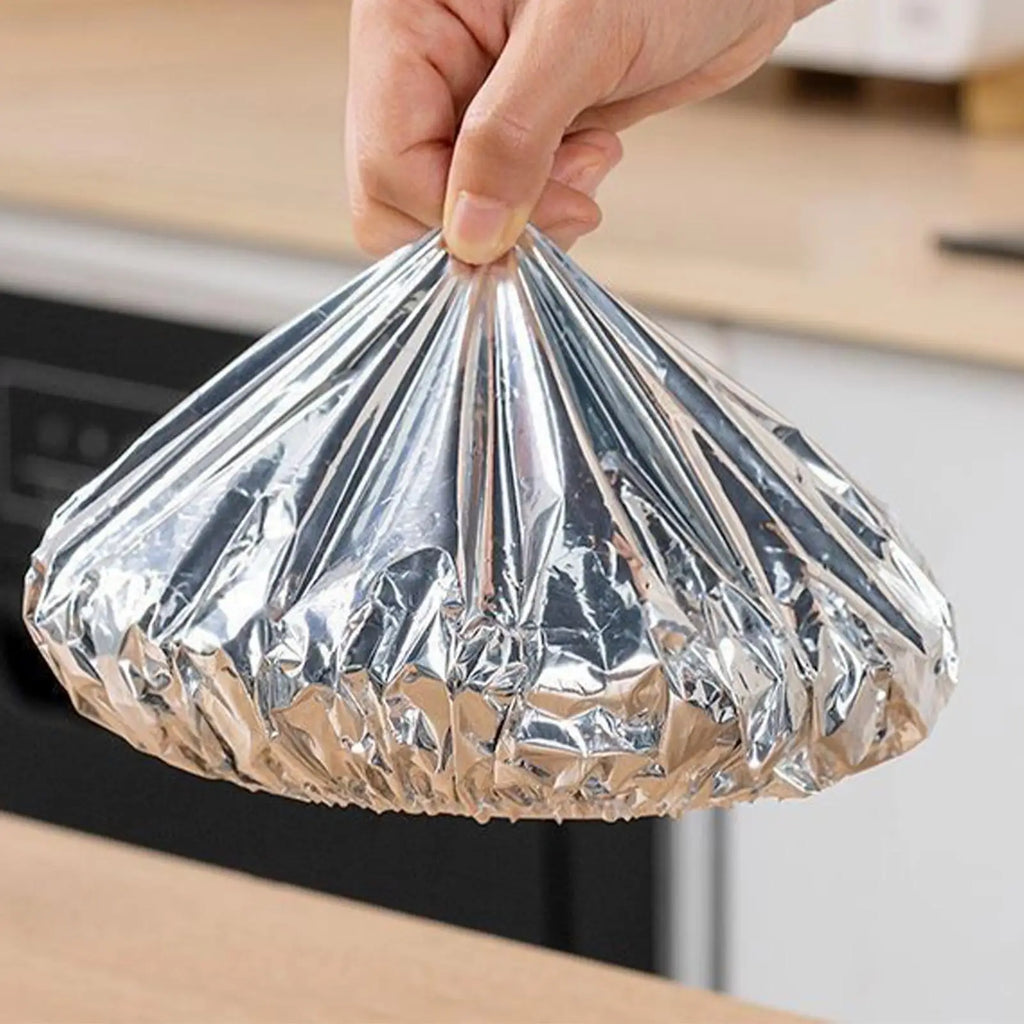 50-Pack Reusable Aluminum Foil Food Covers – Elastic Insulation Lids Food Insulation Covers Axl