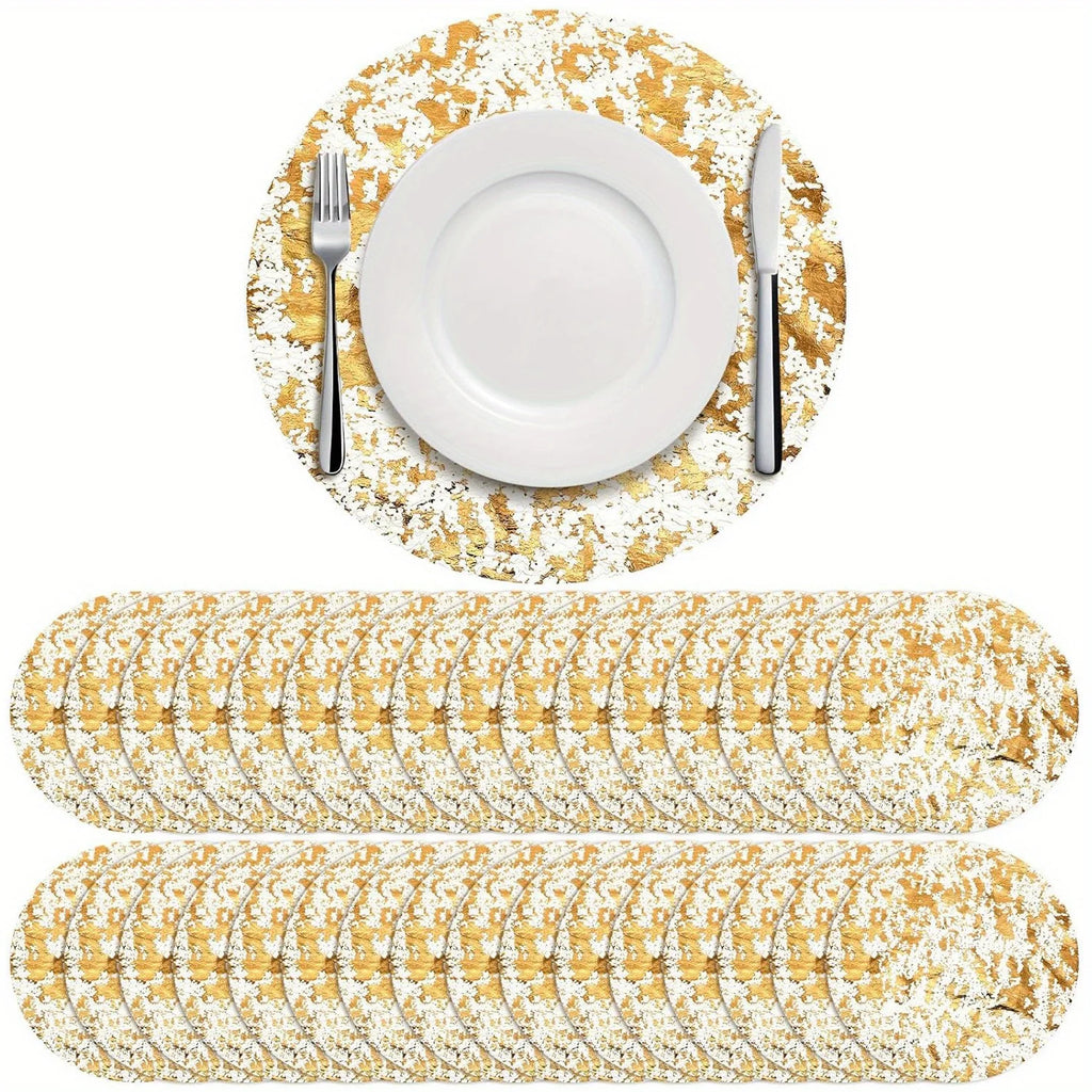 10-Pack Round Gold Foil Placemats – Party & Holiday Table Decor Table Placemats Axl