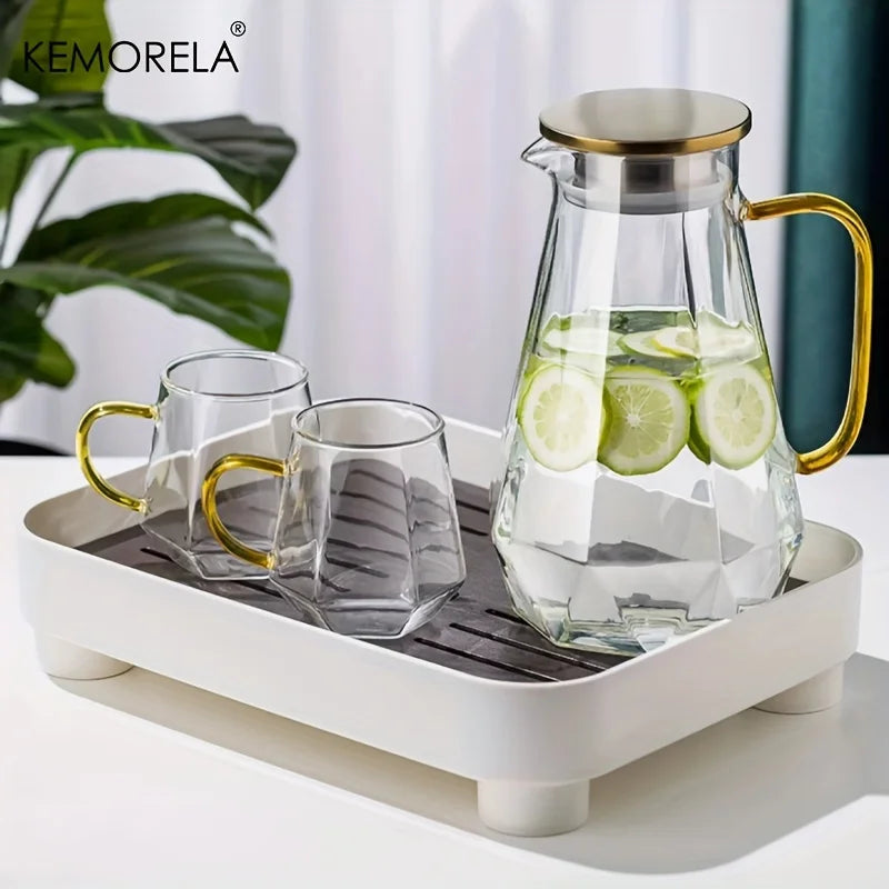 Diamond Texture Glass Teapot & Water Carafe | KEMORELA Glass Teapot Carafe Axl