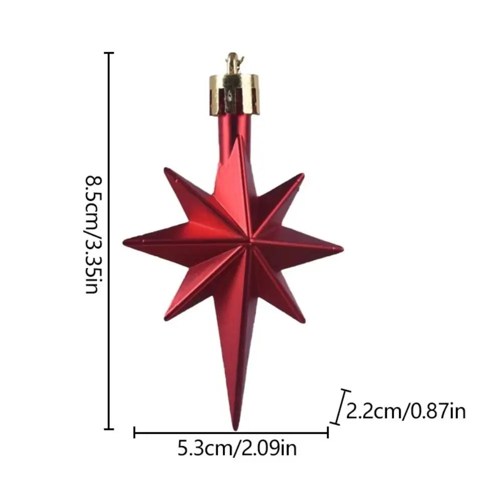 12-Pack Glitter Star Christmas Ornaments – Gold Silver Red Christmas Tree Ornaments Axl