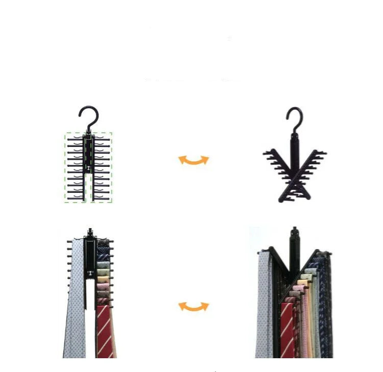20-Row Tie & Belt Organizer Rack – 360° Rotating Closet Hook Closet Organizer Rack Axl