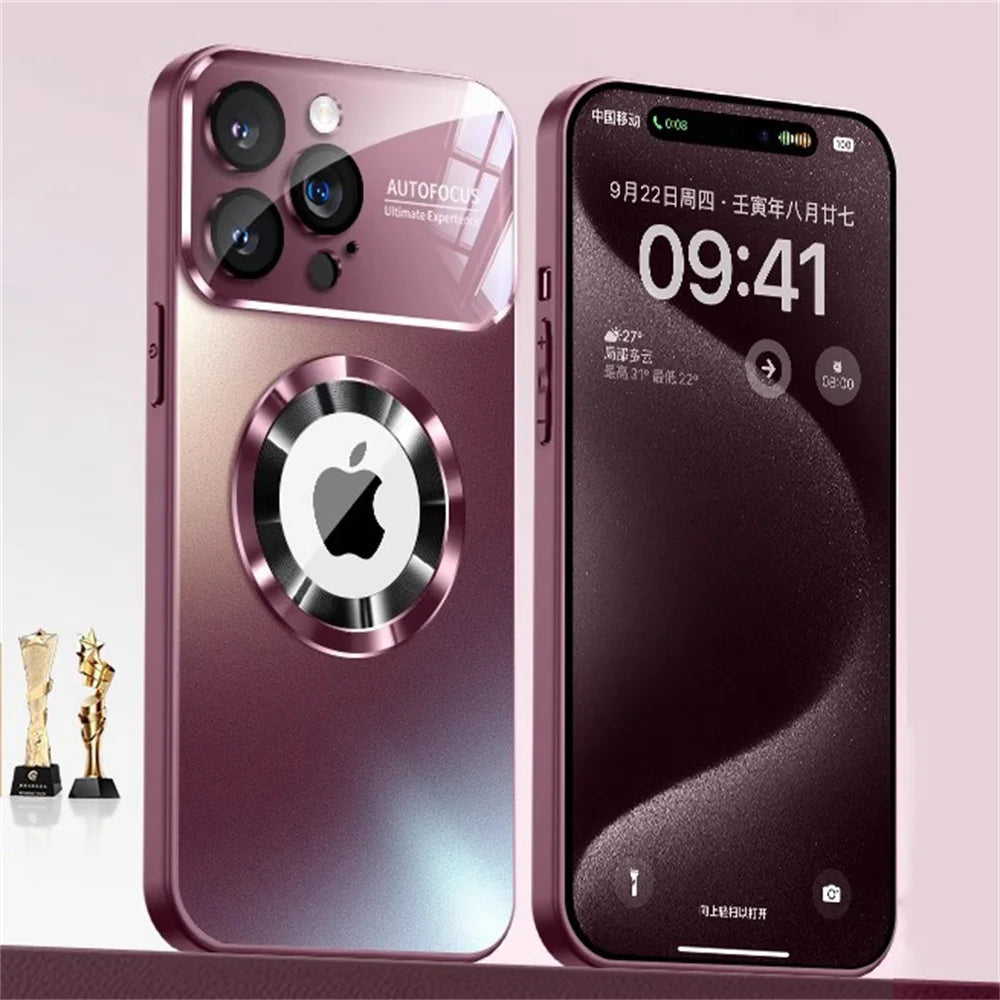 Titanium Matte MagSafe iPhone Case | AG Glass Lens Cover MagSafe iPhone Case Axl Wine Red iPhone17