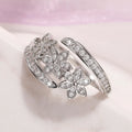 Huitan Silver Flower Adjustable Ring | Cubic Zirconia Bridal Fashion Ring Axl F1679 resizable