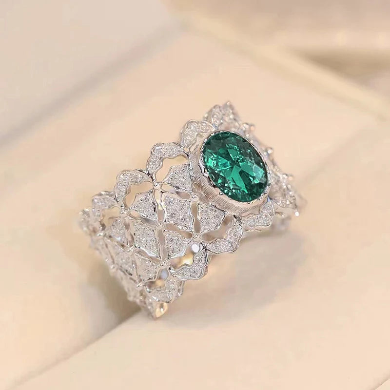 Huitan Hollow Cubic Zirconia Ring – Women's Elegant Party Jewelry Fashion Ring Axl