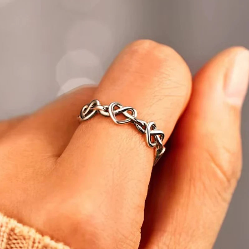 Huitan Hollow Heart Ring for Women – Dainty Brass Band Fashion Ring Axl T0721 7