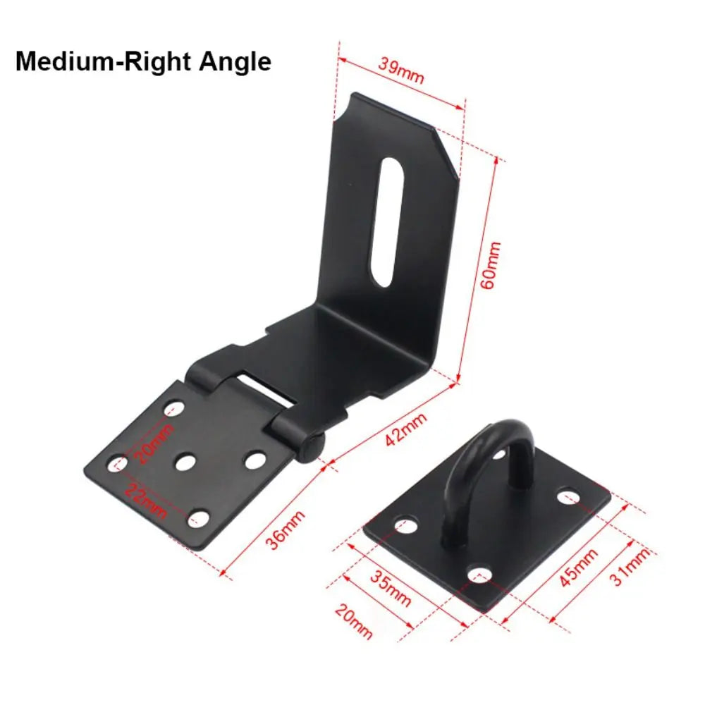 Stainless Steel Padlock Hasp – 90° Right Angle Shed Door Latch Door Security Hasp Axl M-Right Angle Black