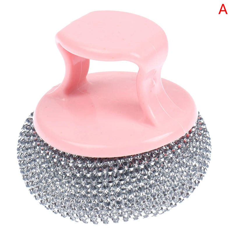 Stainless Steel Wire Ball Brush Long Handle | Kitchen Scrubber Kitchen Cleaning Brush Axl A