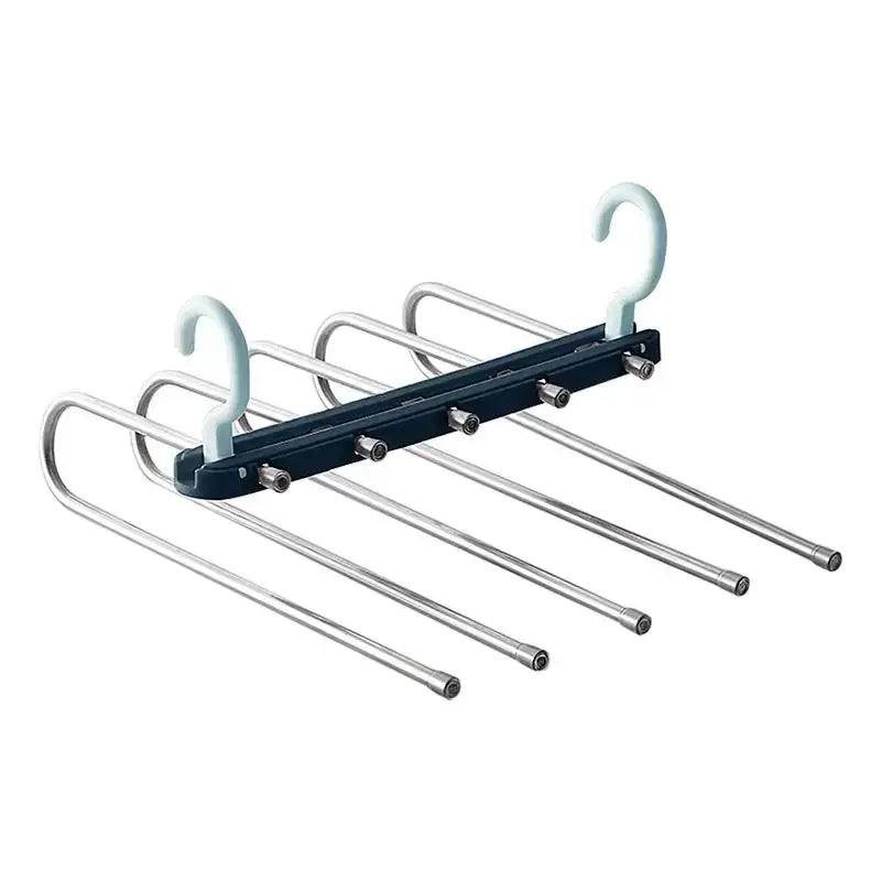 5-in-1 Folding Pants Rack – Stainless Steel Closet Organizer Pants Rack Hanger Axl
