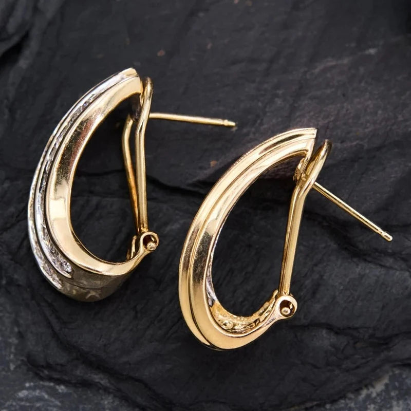 Huitan Geometric Hoop Earrings – Pavé Cubic Zirconia Women Hoop Earrings Axl