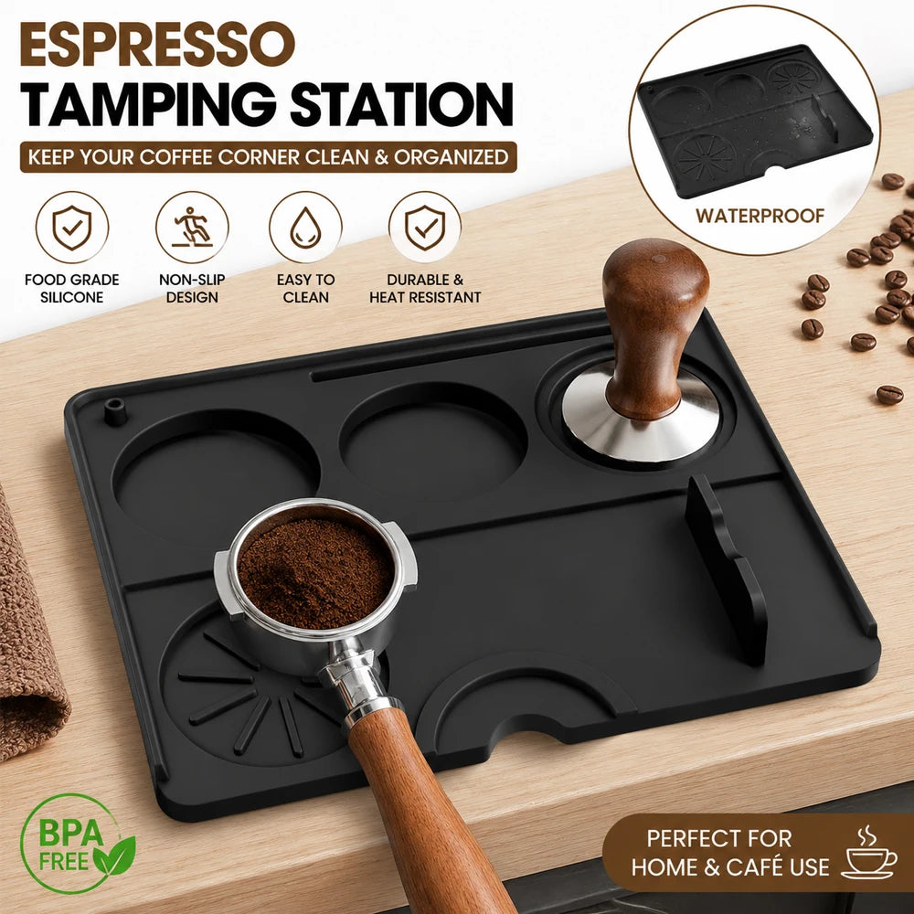 Silicone Espresso Tamping Mat & Station – 51/53/58mm Barista Espresso Tamping Mat Axl