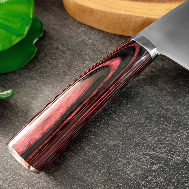 InLeung Professional Cleaver Knife – Stainless Steel Wood Handle Kitchen Cleaver Knife Axl