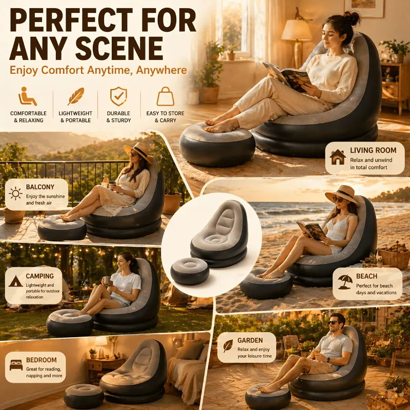 Lounge Chair & Footrest Ottoman Set – High Back Recliner Lounge Chair Set Axl