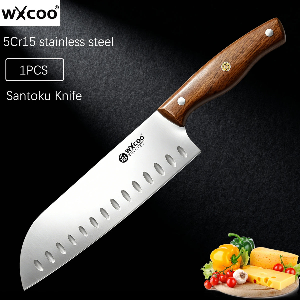 WXCOO 7.8" Santoku Knife – Japanese Stainless Steel Chef Knife Santoku Chef Knife Axl Santoku Knife
