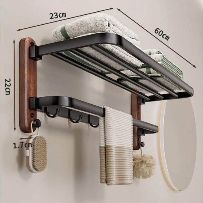 Wall-Mounted Wood & Metal Storage Shelf | Modern 2-Tier Rack Wall Storage Shelf Axl 60cm
