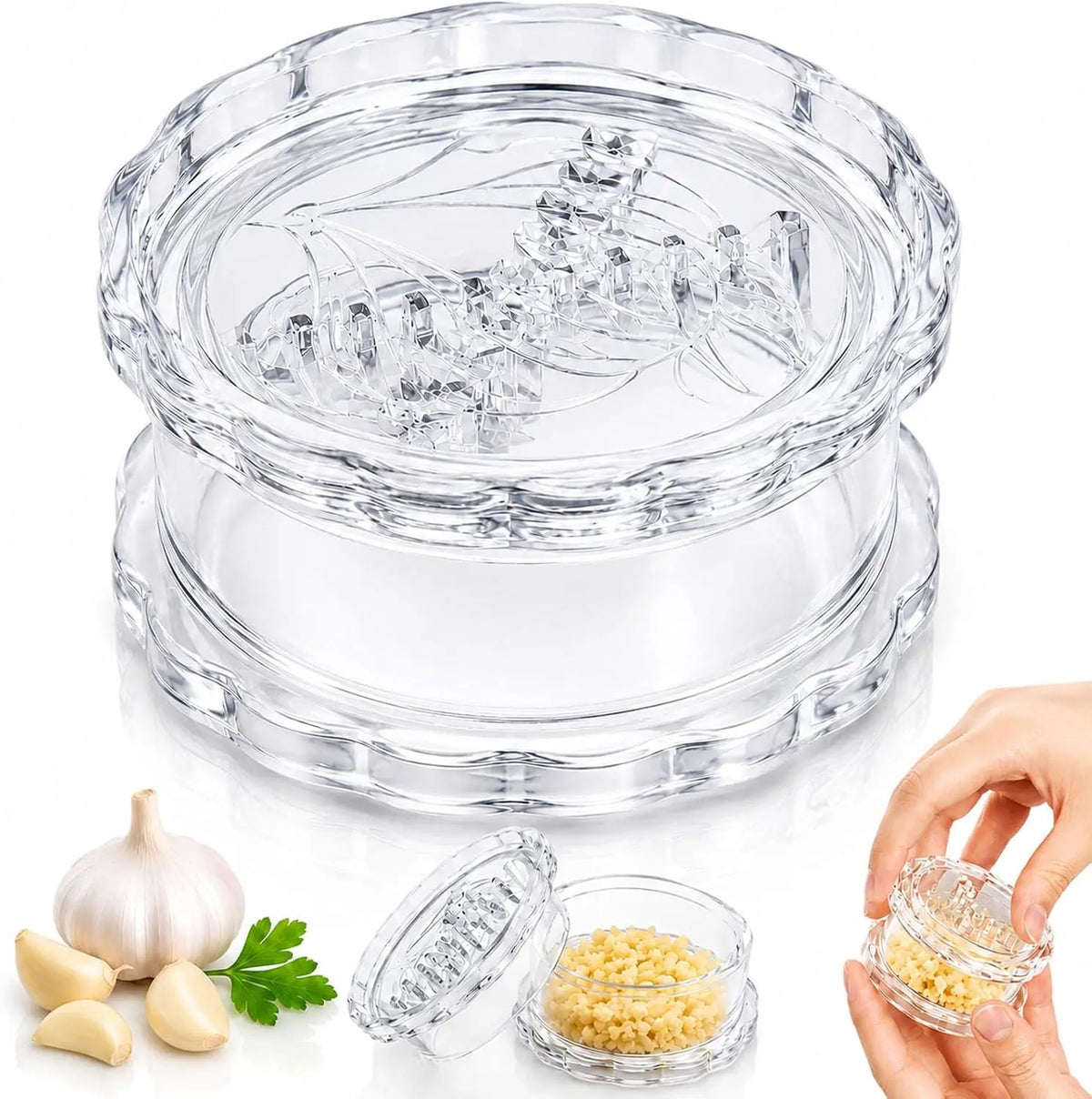 Transparent Manual Garlic Press Crusher & Masher | Kitchen Tool Garlic Press Axl