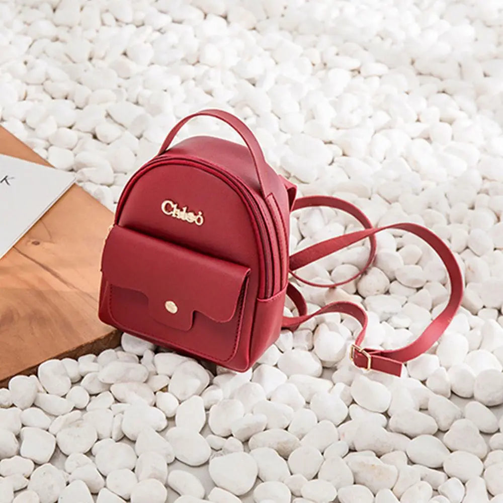 Women's Mini PU Leather Backpack – Casual Small Bookbag Mini Leather Backpack Axl