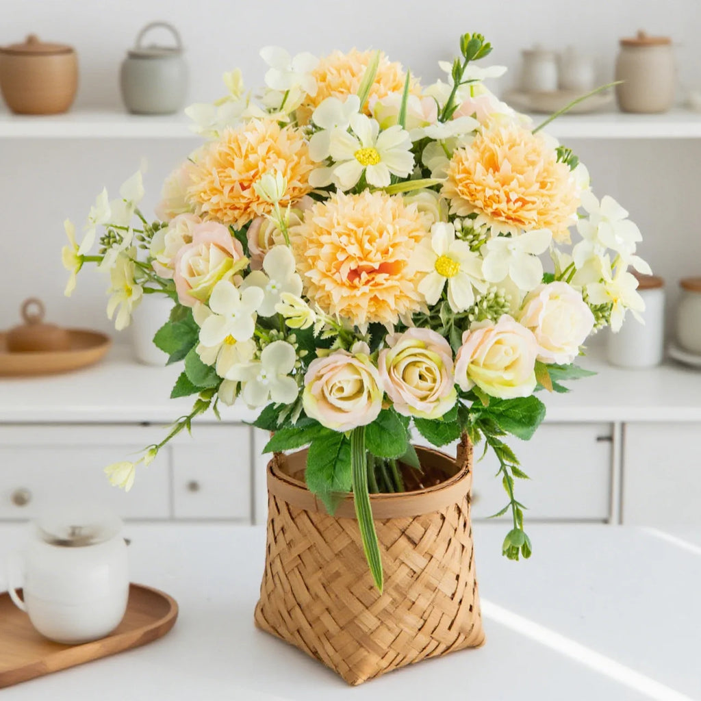 Silk Rose Artificial Flower Bouquet – Wedding & Home Decor Artificial Flower Bouquet Axl