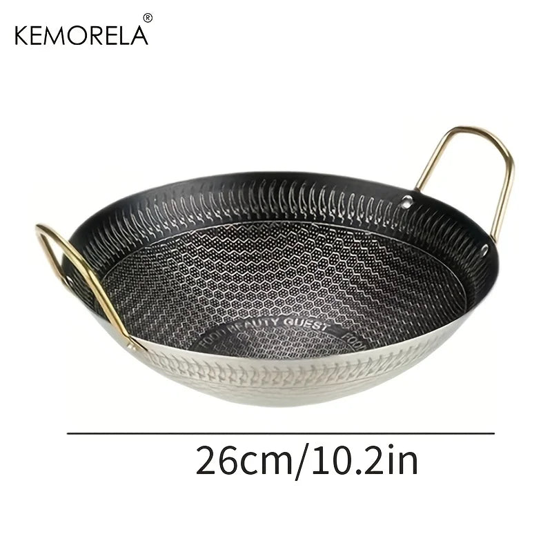 KEMORELA Honeycomb Non-Stick Stainless Steel Wok 24–30cm Non-Stick Wok Axl 26cm