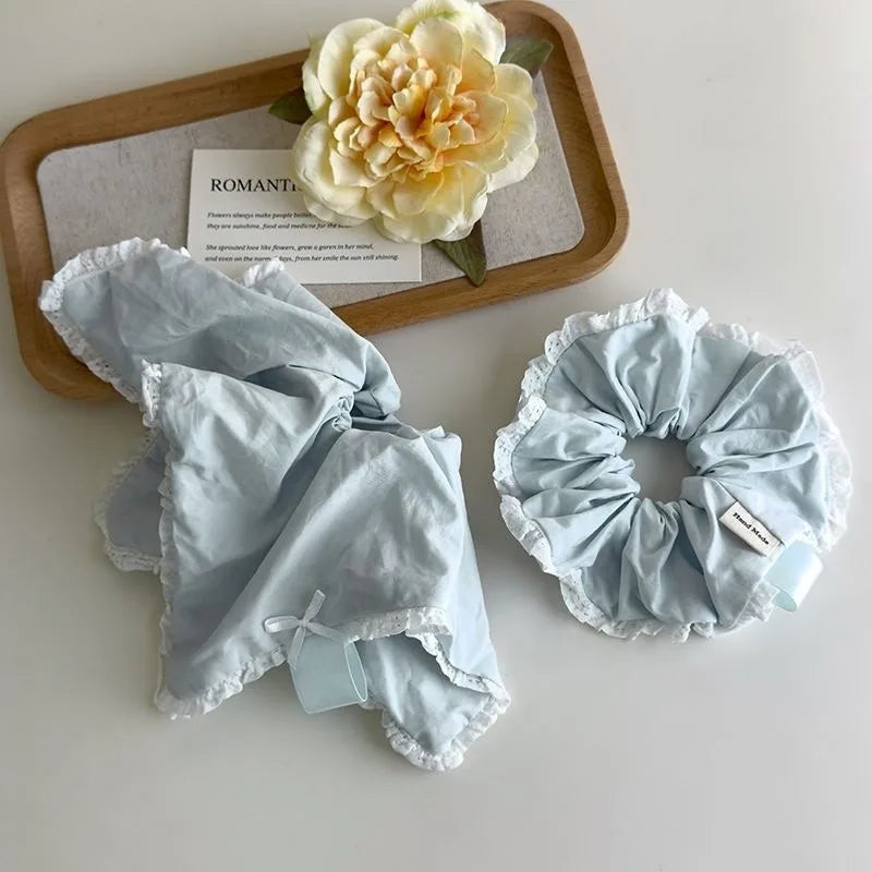 Women's Light Blue Soft Hair Scrunchie | Korean Style Hair Tie Hair Scrunchie Axl