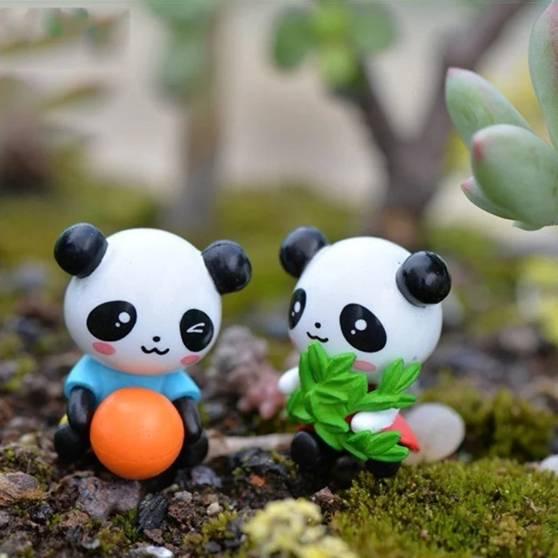 4-Pack Mini Panda Figurines – Fairy Garden & Terrarium Decor Miniature Figurines Axl