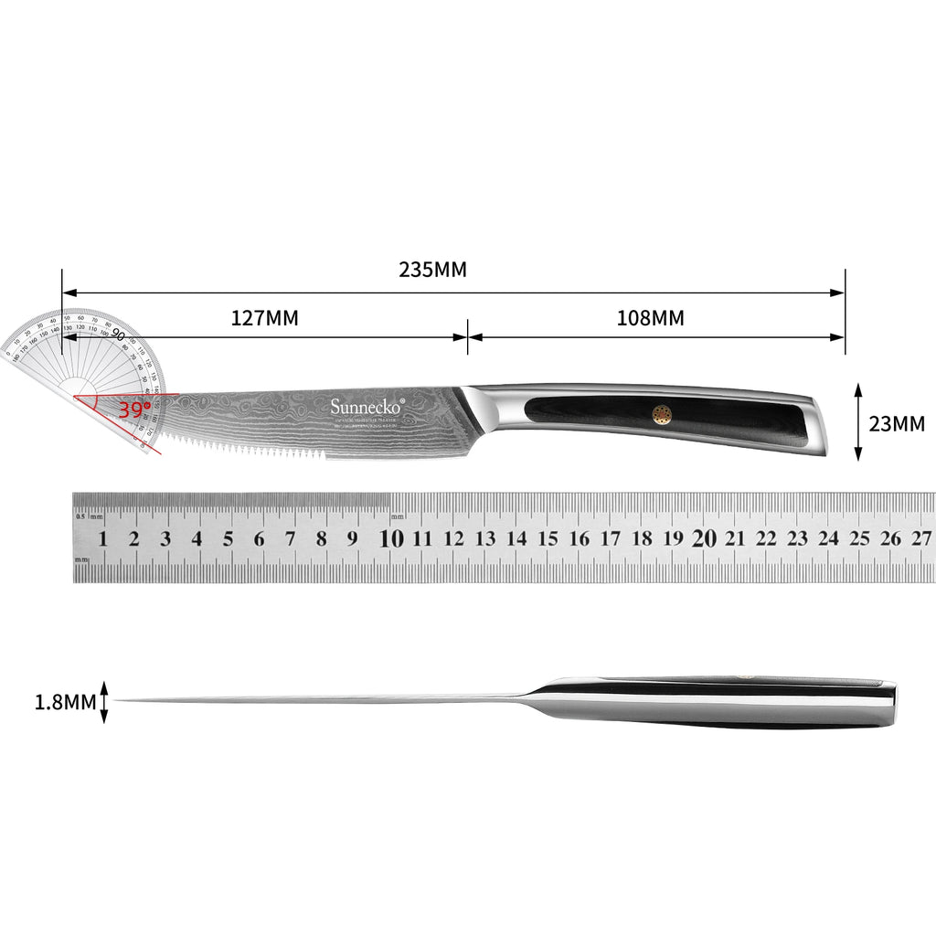 Sunnecko 73-Layer Damascus VG10 Steak Knife & Fork Set Steak Knife Set Axl