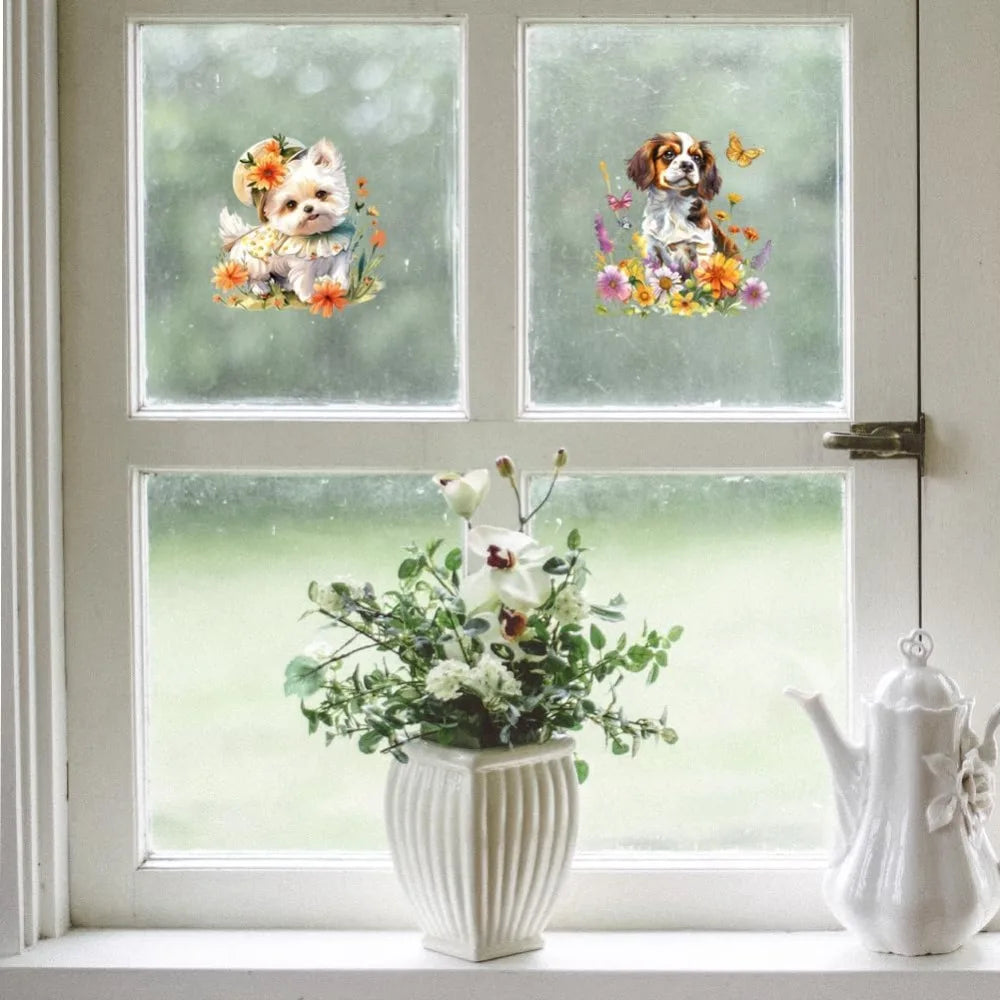 Rub-On Transfer Decals Dogs & Flowers 6×12" 3-Pack UV DTF Craft Transfer Decals Axl