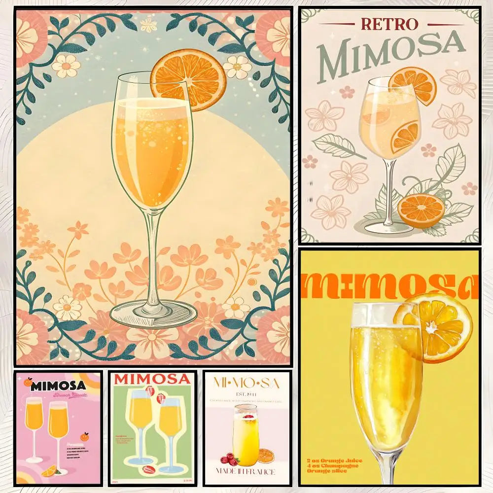 Cocktail Mimosa Self-Stick Wall Art Poster – Waterproof HD Wall Art Poster Axl