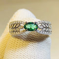 Huitan Leaf Band Oval Green CZ Wedding Ring for Women Fashion Ring Axl Q208 8