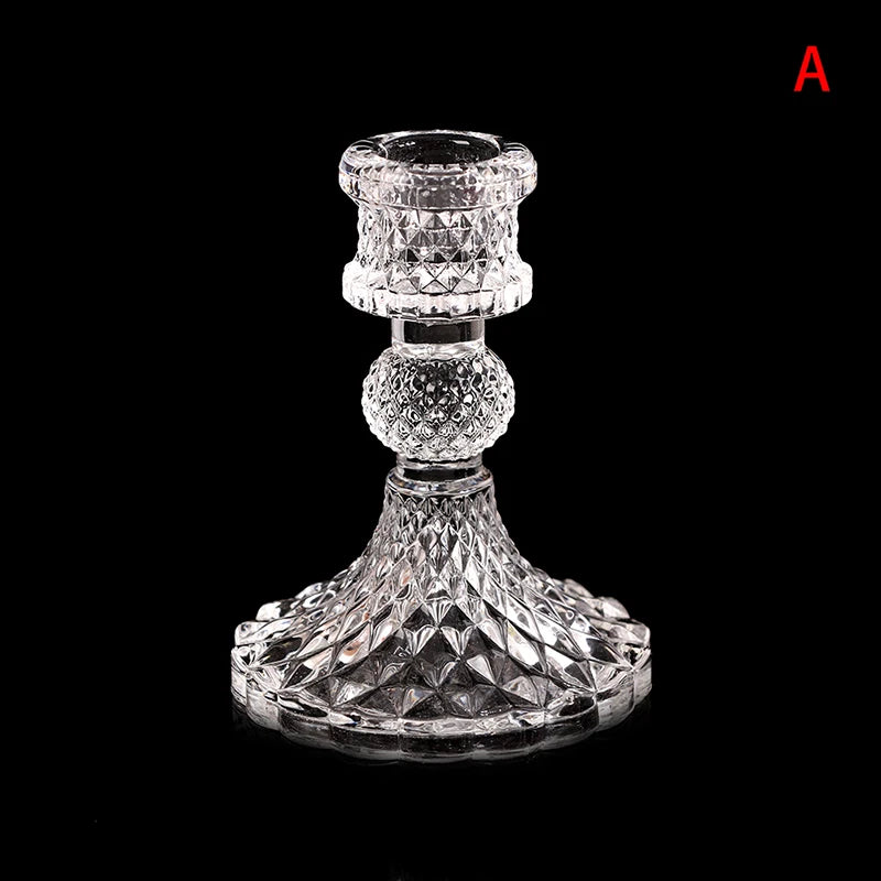 Vintage Clear Glass Candlestick Holder | European Candelabra Glass Candle Holder Axl A