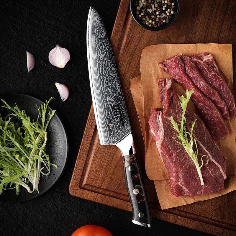Grandsharp 8" 67-Layer Damascus Steel Chef Knife – Copper Handle Damascus Chef Knife Axl