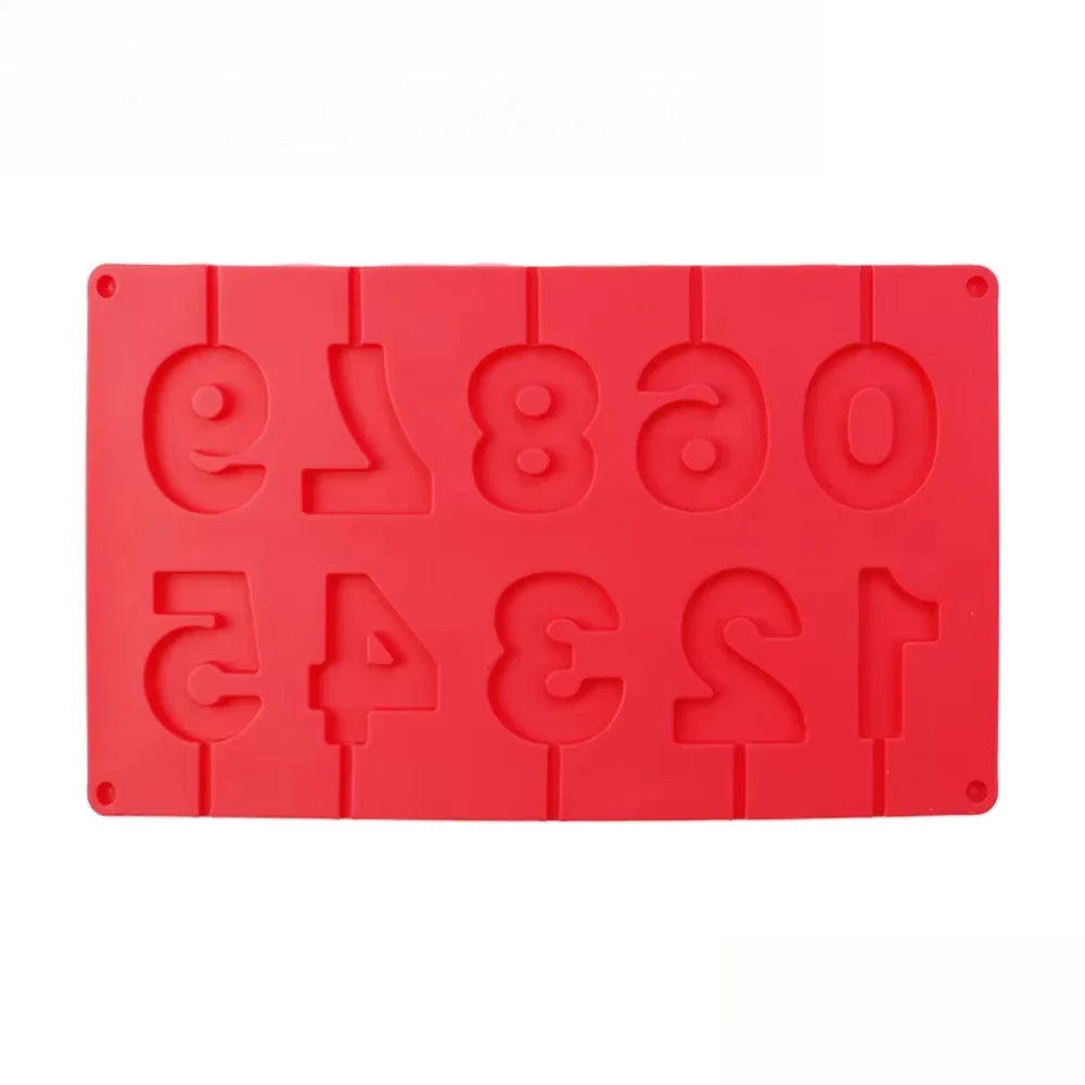 Silicone Number Mold 0–9 | Chocolate, Candy & Cake Baking Silicone Baking Mold Axl red