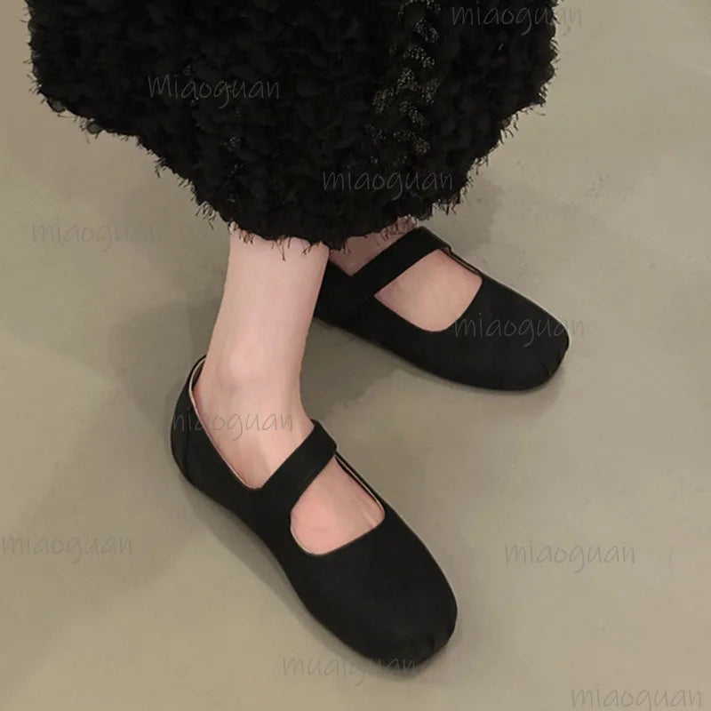 Women's Retro Square Toe Mary Jane Ballet Flats Slip-On Women's Ballet Flats Axl