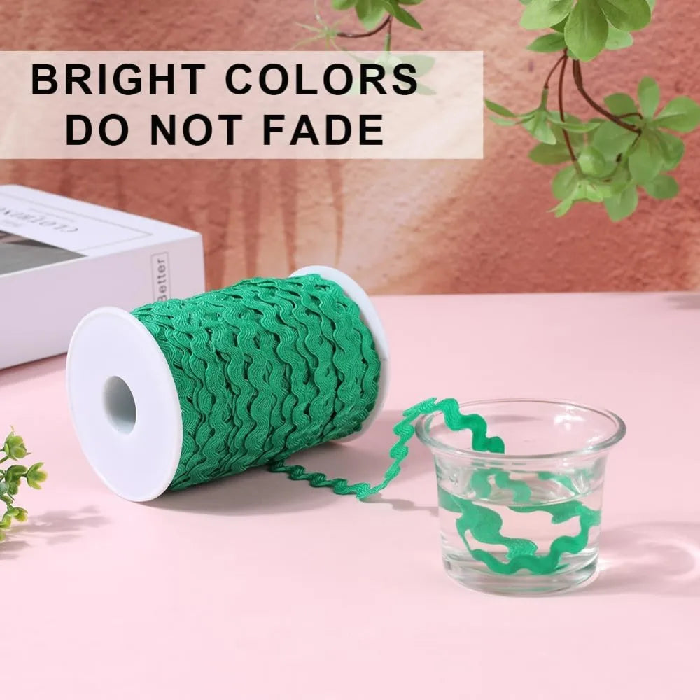 Green Ric Rac Trim Ribbon 5mm x 100m | Wave Fringe Sewing Sewing Trim Ribbon Axl