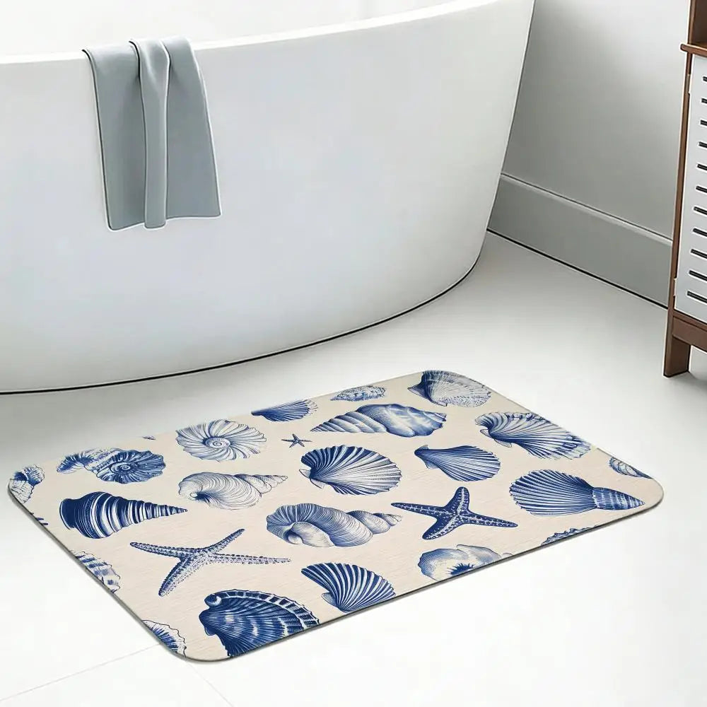 Mediterranean Shell Diatomite Bath Mat – Quick Dry Non-Slip Diatomite Bath Mat Axl