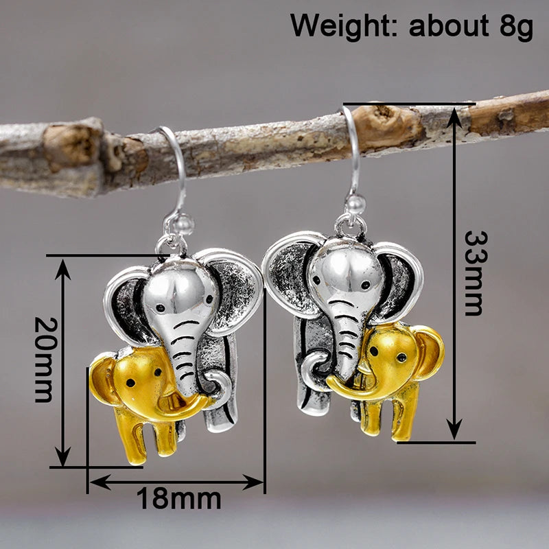 Huitan Two-Tone Elephant Drop Earrings | Fashion Jewelry Gift Drop Earrings Axl